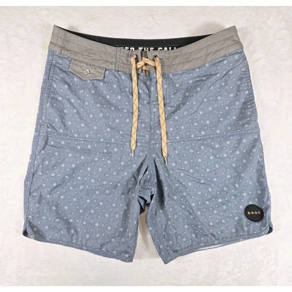 Howler Brothers Bros Blue Stretch Vaquero Swim Trunks Board Shorts Men's Size 34